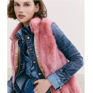 J. Crew Pink Faux Fur Vest Size S